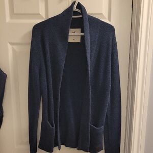 Hollister Blue Cardigan Sweater Lightweight Knit